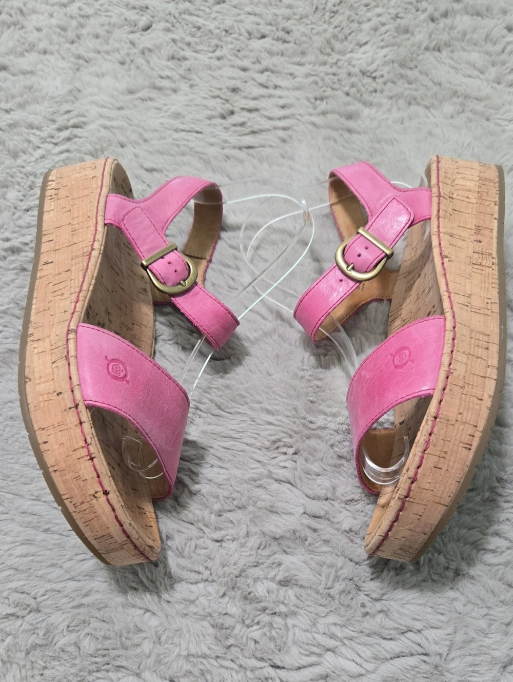 Born Sari bubblegum pink colorway cork platform sandals adjustable strap size 9